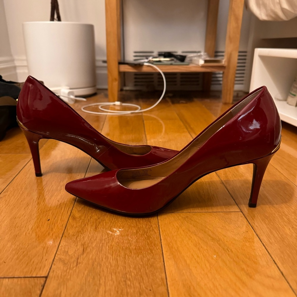 Calvin Klein red heels closed toe